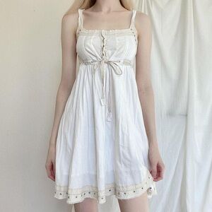 MM Couture Miss Me Western Prairiecore Cotton Ivory Dress Sz M